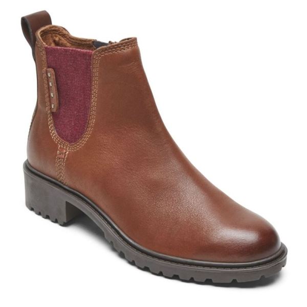 ROCKPORT WOMEN'S COBB HILL WINTER CHELSEA BOOT-WATERPROOF-BROWN