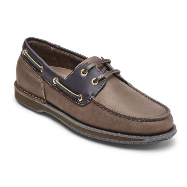 ROCKPORT MEN'S PERTH BOAT SHOE-CHOCOLATE/BARK - Click Image to Close