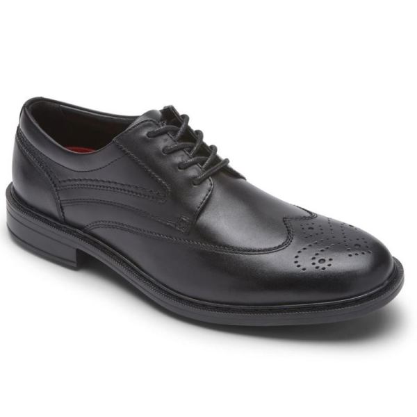 ROCKPORT MEN'S TANNER WINGTIP-BLACK