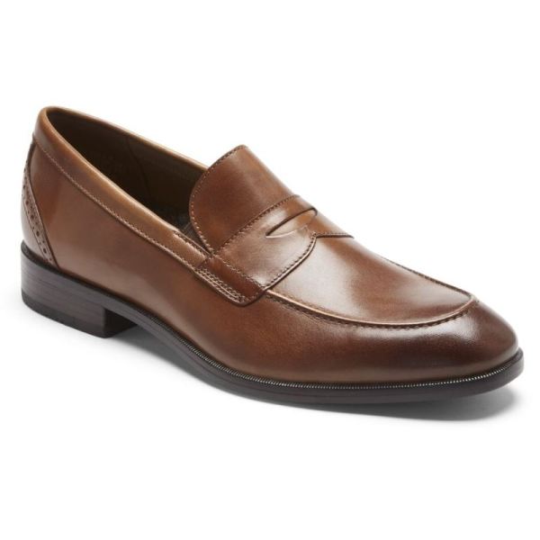 ROCKPORT MEN'S TOTAL MOTION OFFICE PENNY LOAFER-BRITISH TAN - Click Image to Close