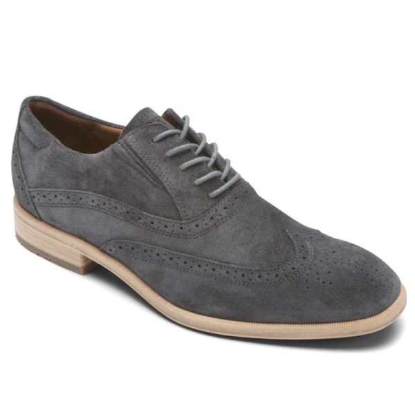 ROCKPORT MEN'S TOTAL MOTION OFFICE WINGTIP-GREY SUEDE