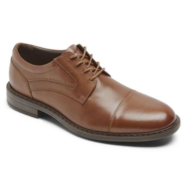 ROCKPORT MEN'S TANNER CAP TOE OXFORD-COGNAC - Click Image to Close