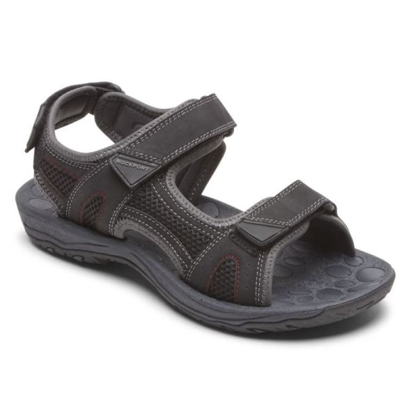 ROCKPORT MEN'S HAYES QUARTER-STRAP SANDAL-BLACK - Click Image to Close