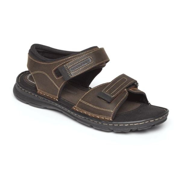 ROCKPORT MEN'S DARWYN QUARTER-STRAP SANDAL-BROWN II LEATHER - Click Image to Close