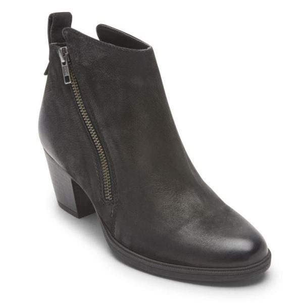 ROCKPORT WOMEN'S MADDIE ANKLE ZIP BOOT-BLACK