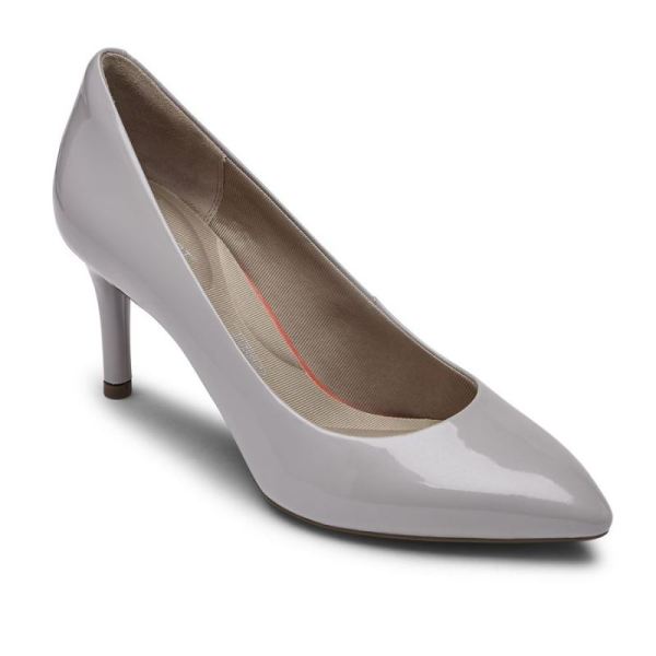 ROCKPORT WOMEN'S TOTAL MOTION 75MM POINTED TOE HEEL-HEATHER GREY PATENT