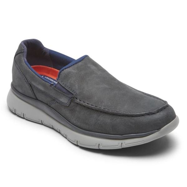 ROCKPORT MEN'S PRIMETIME MOC SLIP-ON-STEEL BLUE N