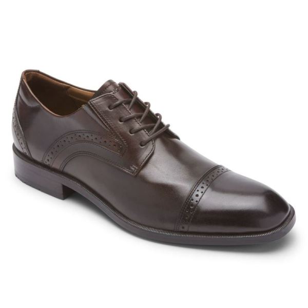 ROCKPORT MEN'S TOTAL MOTION OFFICE CAP TOE OXFORD-DARK BROWN