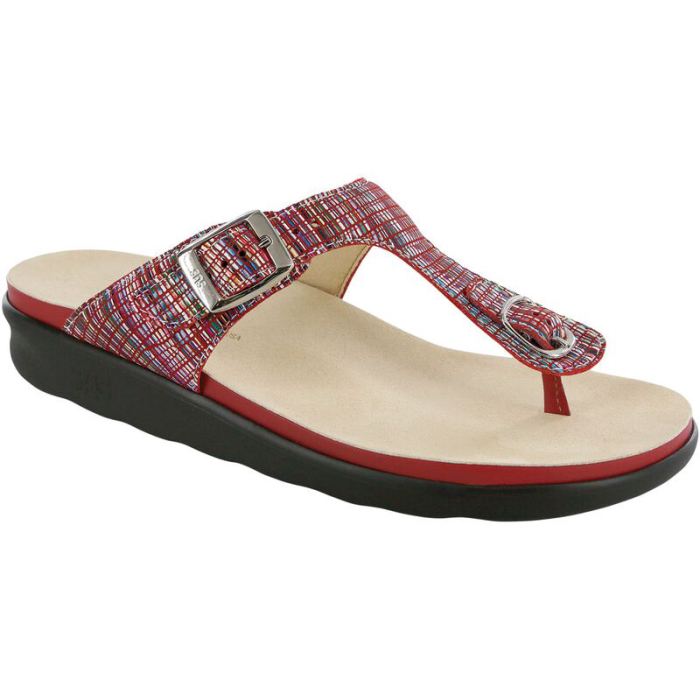 SAS Women's Sanibel T-Strap Slide Sandal-Rainbow Red