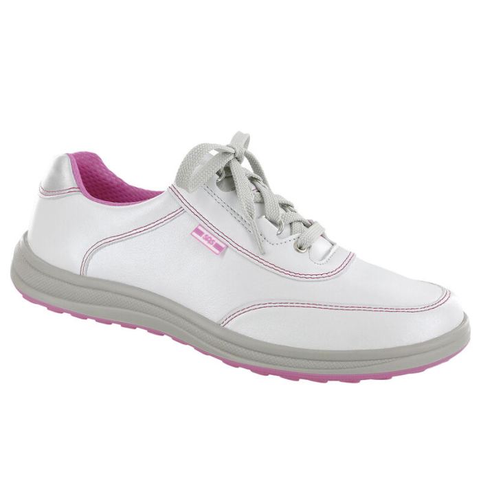 SAS Women's Sporty Lace Up Sneaker-Bianco / Pink