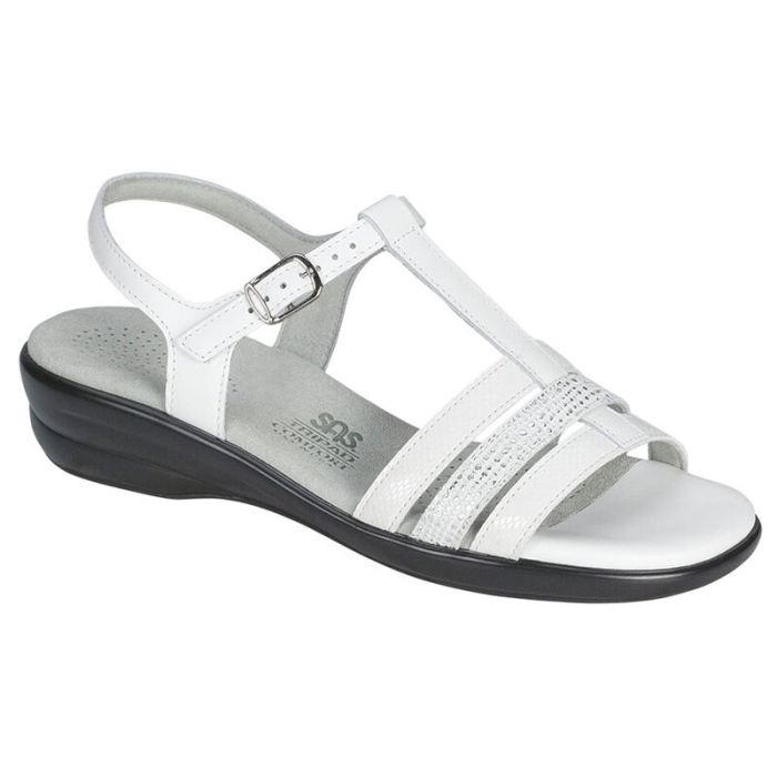 SAS Women's Capri T-Strap Sandal-White Multi - Click Image to Close