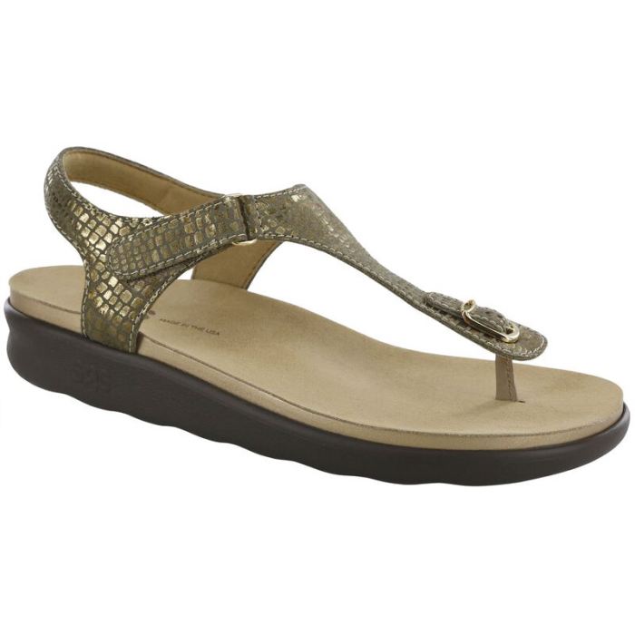 SAS Women's Marina T-Strap Sandal-Olive Gold - Click Image to Close