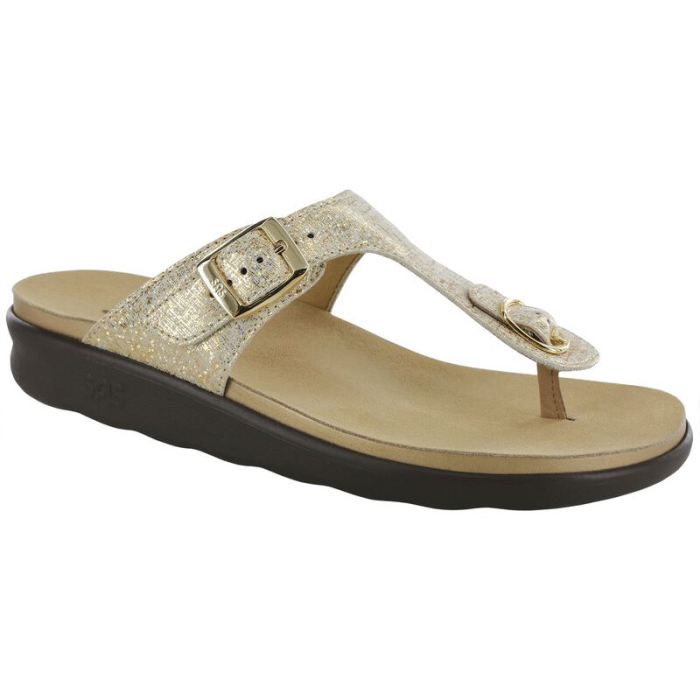 SAS Women's Sanibel T-Strap Slide Sandal-Shiny Gold - Click Image to Close