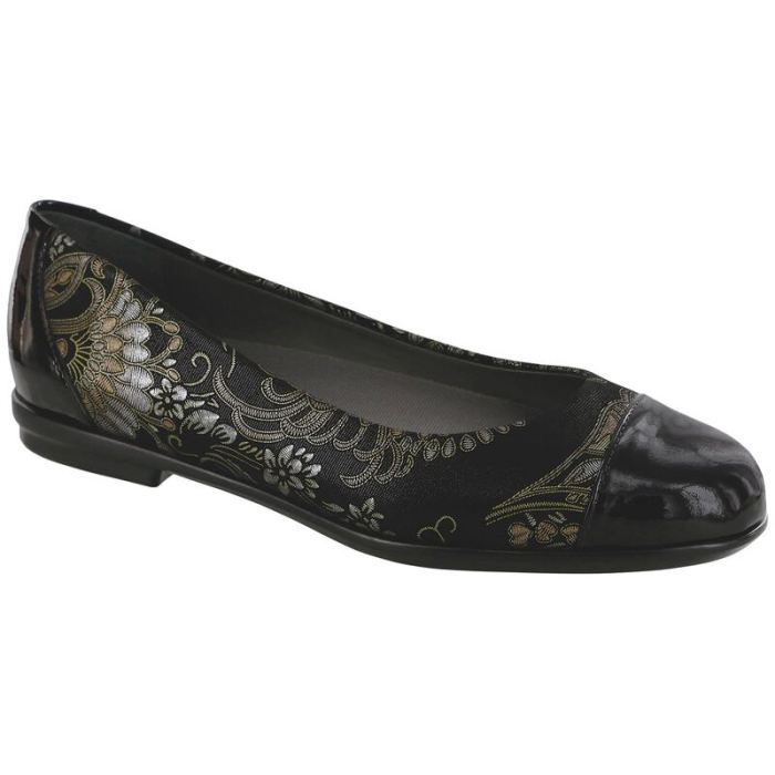 SAS Women's Scenic Ballet Flat-Brocade / Black Patent