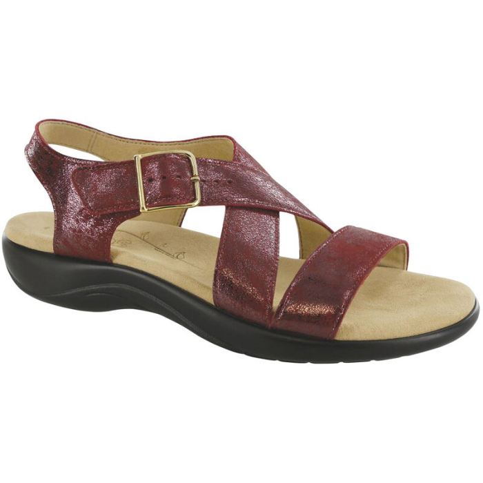 SAS Women's Laguna Cross Strap Sandal-Cabernet - Click Image to Close