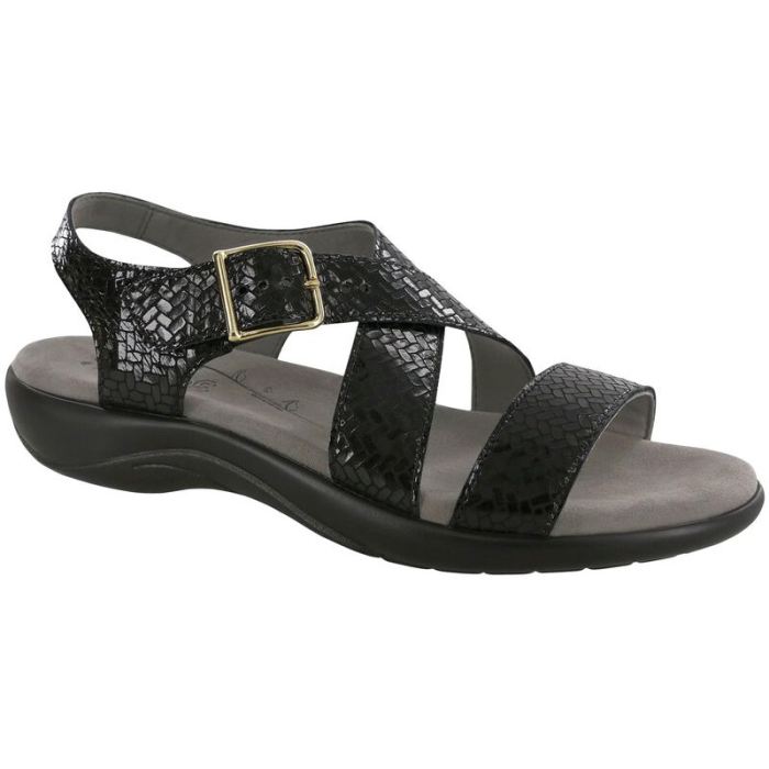 SAS Women's Laguna Cross Strap Sandal-Weave Nero - Click Image to Close