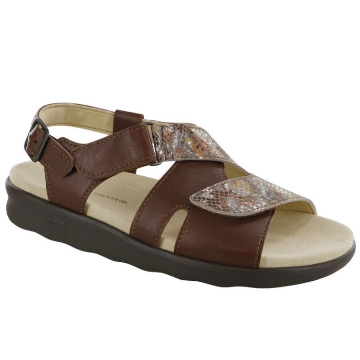 SAS Women's Huggy Cross Strap Sandal-Henna / Multisnake