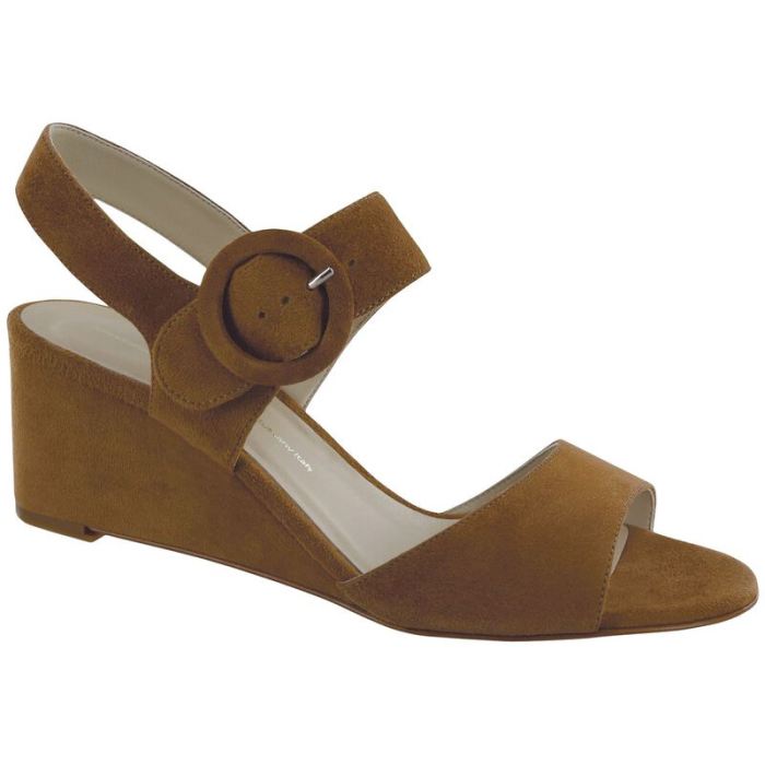 SAS Women's Carine Quarter Strap Wedge Sandal-Tan Suede - Click Image to Close