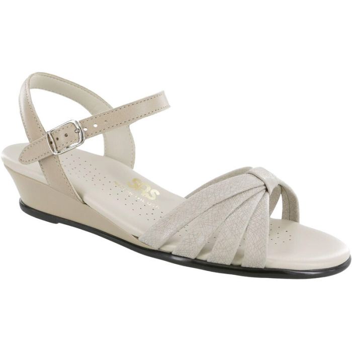 SAS Women's Strippy Quarter Strap Wedge Sandal-Linen Web