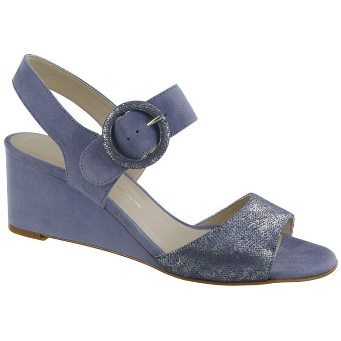 SAS Women's Carine Quarter Strap Wedge Sandal-Sky / Silver Blue - Click Image to Close