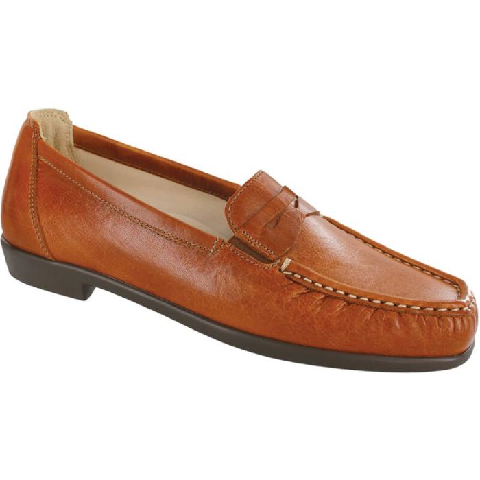 SAS Women's Penny J Slip On Loafer-Chestnut