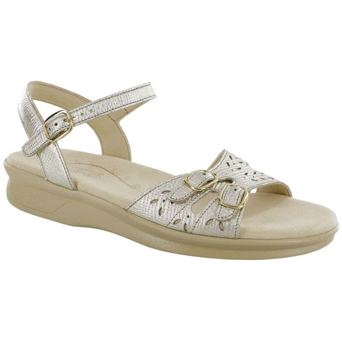 SAS Women's Duo Quarter Strap Sandal-Gold Linen - Click Image to Close