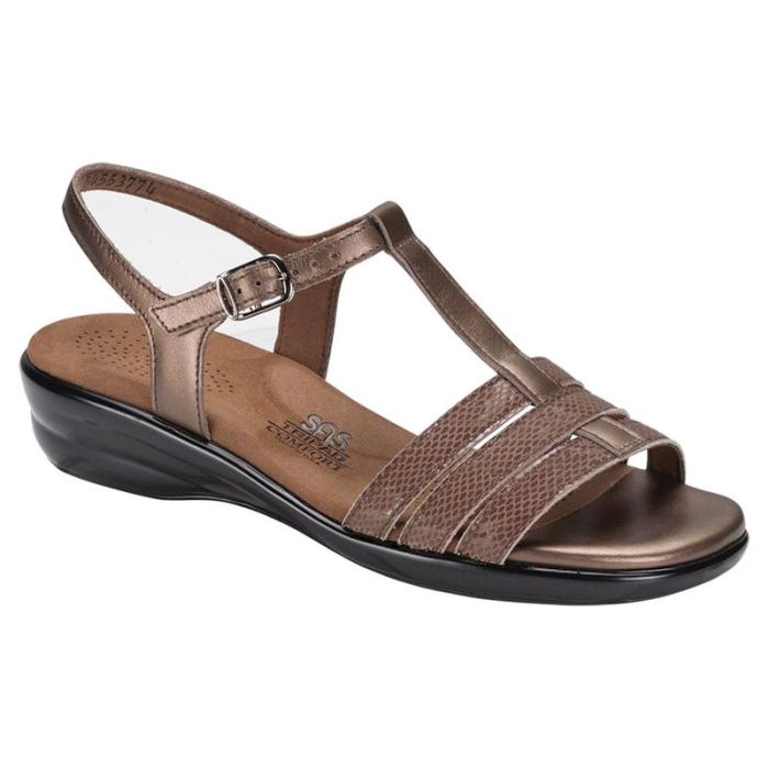 SAS Women's Capri T-Strap Sandal-Bronze Snake