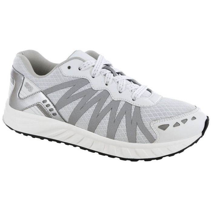 SAS Women's Tempo Lace Up Sneaker-White / Silver