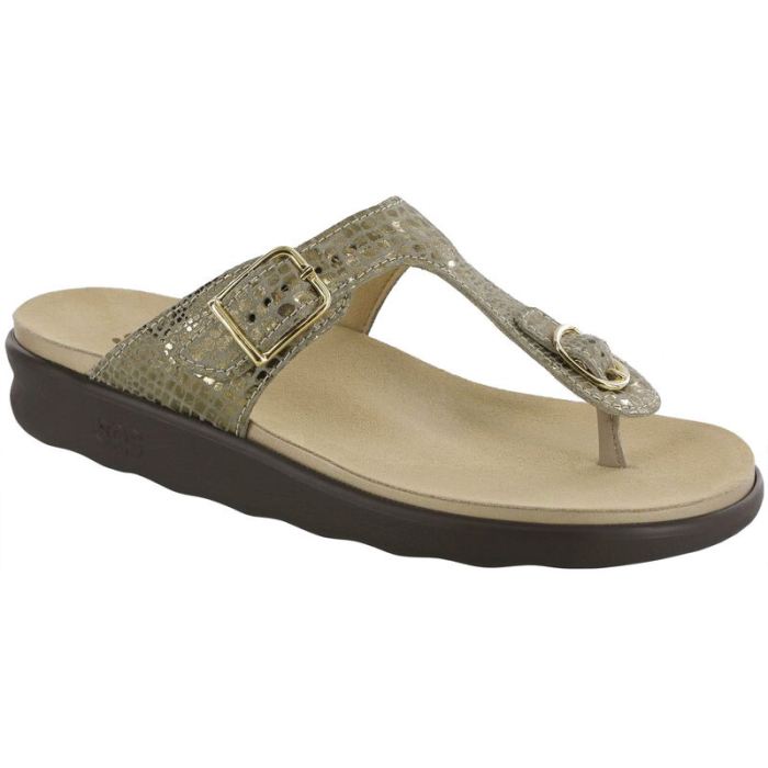 SAS Women's Sanibel T-Strap Slide Sandal-Olive Gold - Click Image to Close