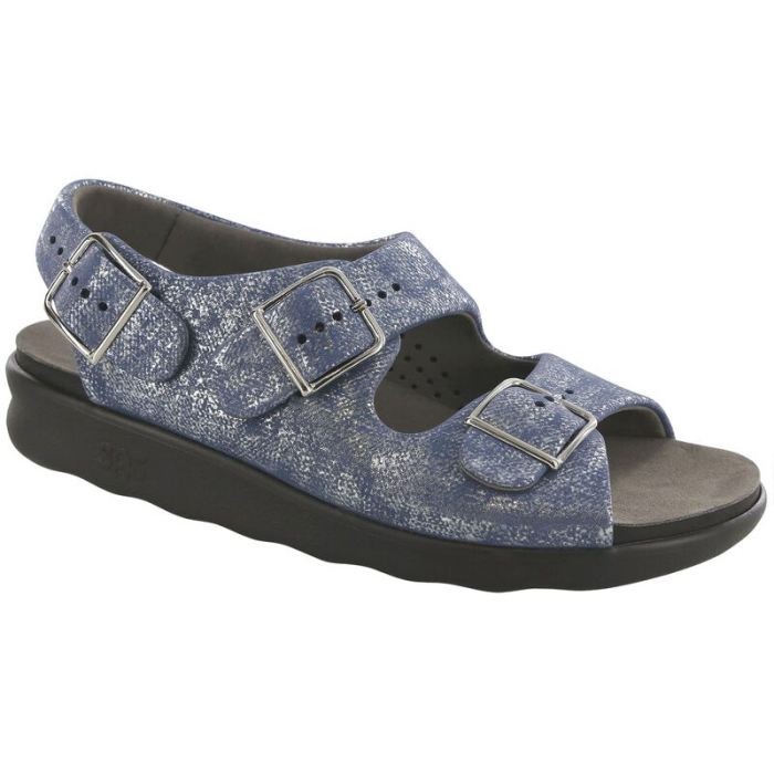 SAS Women's Relaxed Heel Strap Sandal-Silver Blue - Click Image to Close