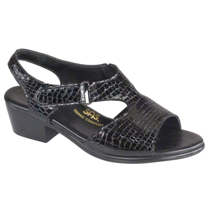 SAS Women's Suntimer Heel Strap Sandal-Black Croc - Click Image to Close