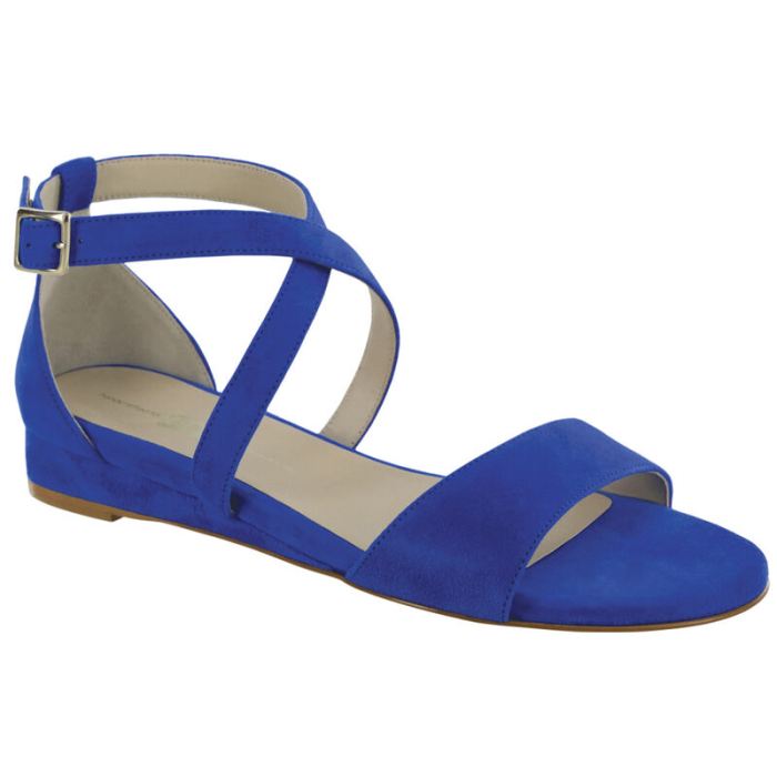 SAS Women's Simone Cross Strap Wedge Sandal-Suede Blue