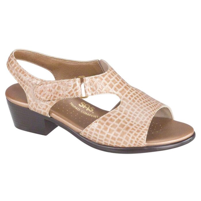 SAS Women's Suntimer Heel Strap Sandal-Beige Croc - Click Image to Close