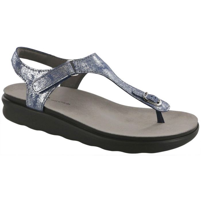 SAS Women's Marina T-Strap Sandal-Silver Blue - Click Image to Close