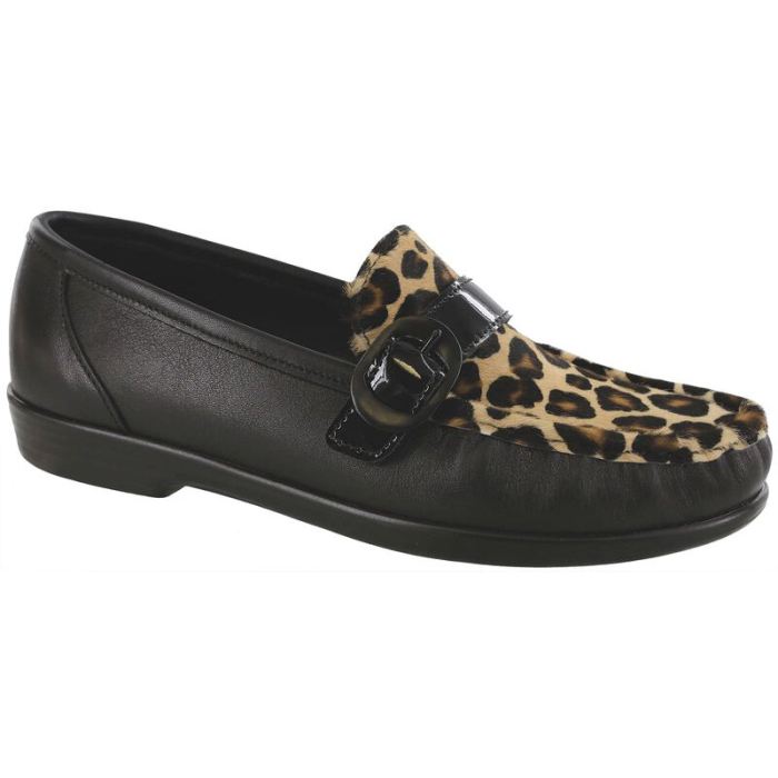 SAS Women's Lara Slip On Loafer-Black / Leopard