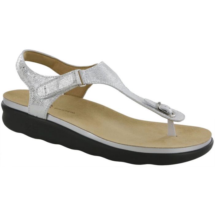 SAS Women's Marina T-Strap Sandal-Shiny Silver