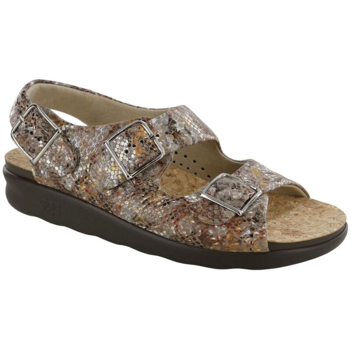 SAS Women's Relaxed Heel Strap Sandal-Multisnake Taupe