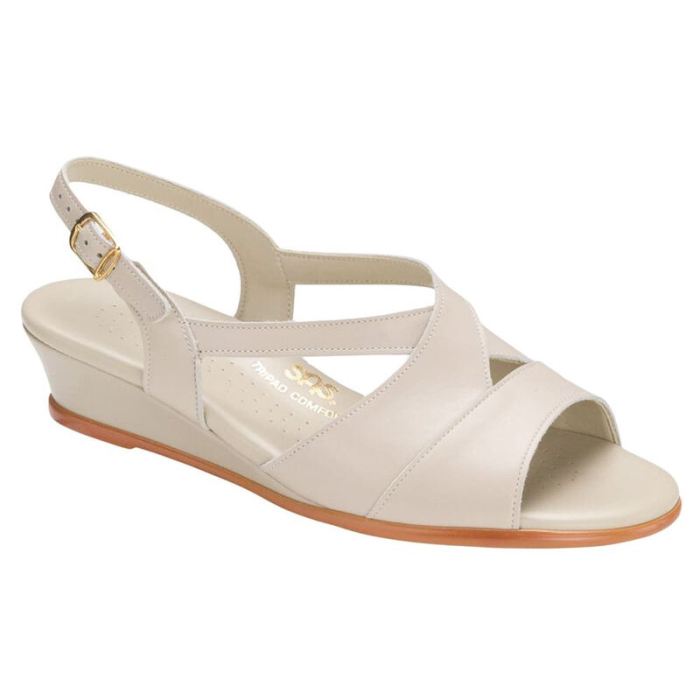 SAS Women's Caress Cross Strap Wedge Sandal-Bone - Click Image to Close