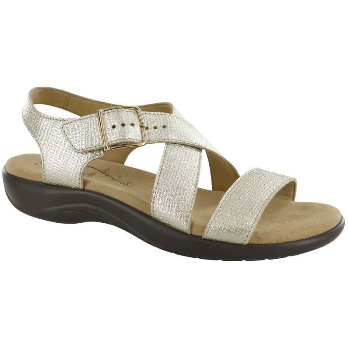 SAS Women's Laguna Cross Strap Sandal-Gold Linen