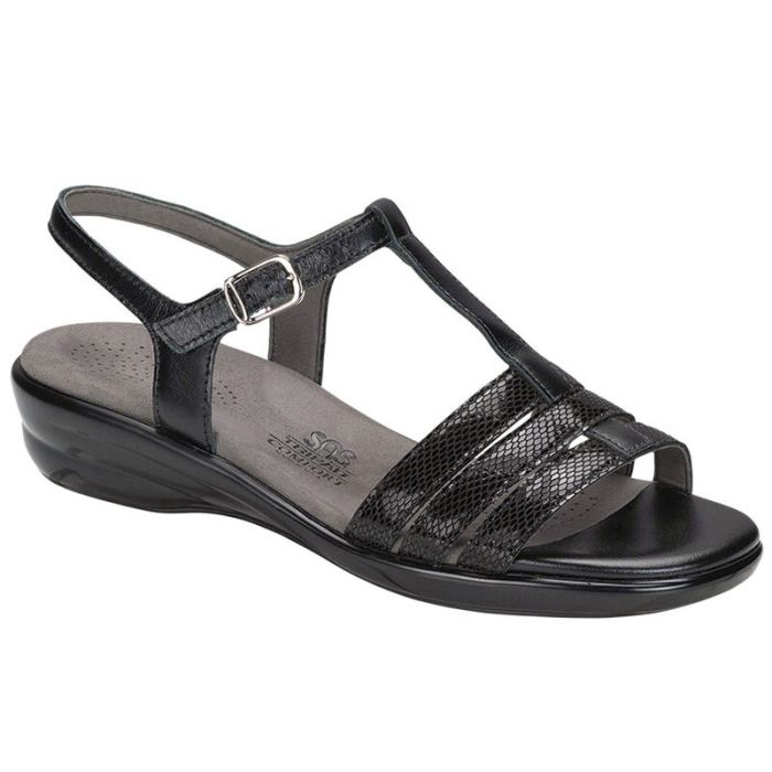 SAS Women's Capri T-Strap Sandal-Black Snake