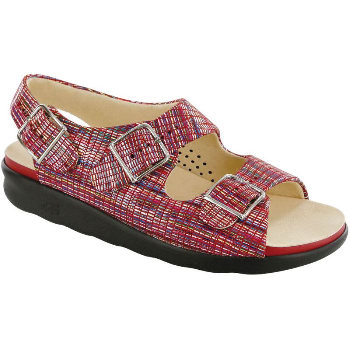 SAS Women's Relaxed Heel Strap Sandal-Rainbow Red