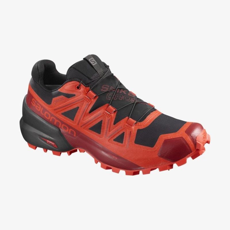 SALOMON WOMEN'S SPIKECROSS 5 GORE-TEX-Black / Racing Red / Red Dahlia - Click Image to Close