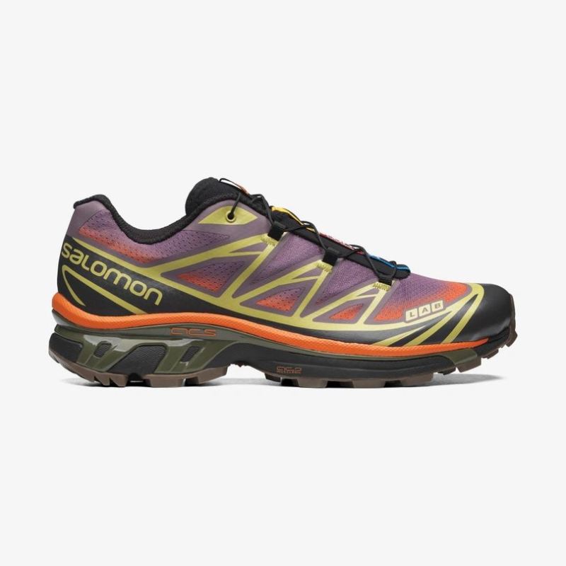 SALOMON WOMEN'S XT-6 SKYLINE-Moonscape / Leek Green / Vibrant Orange