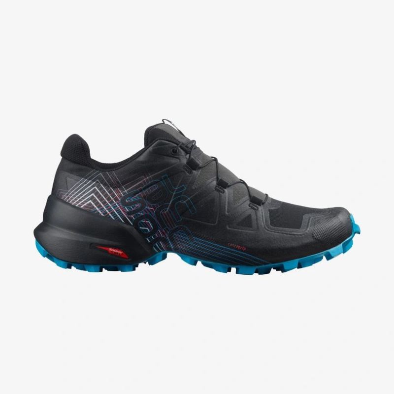 SALOMON WOMEN'S SPEEDCROSS 5 FONDATION SALOMON-Black / Racing Red / Blue Danube - Click Image to Close