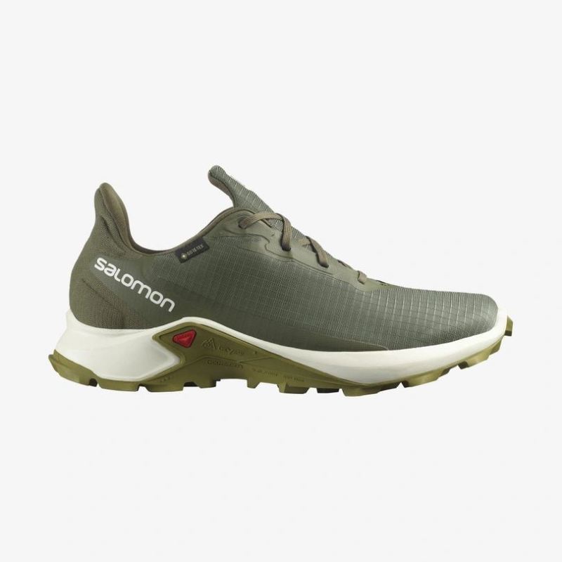 SALOMON MEN'S ALPHACROSS 3 GORE-TEX-Olive Night / Vanilla Ice / Green Moss - Click Image to Close