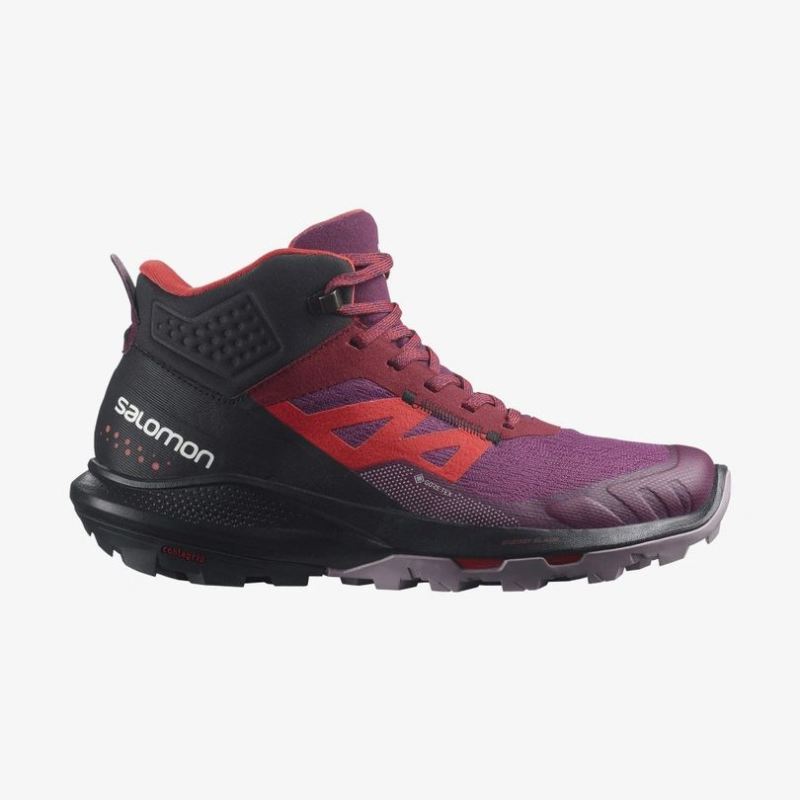 SALOMON WOMEN'S OUTPULSE MID GORE-TEX-Grape Wine / Vanilla Ice / Poppy Red