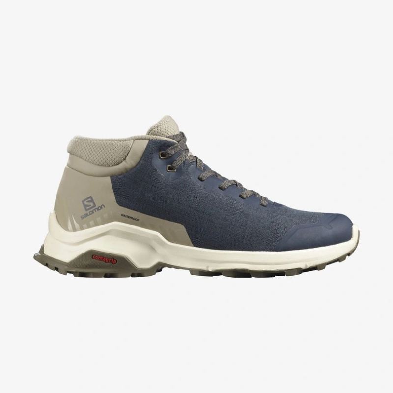 SALOMON MEN'S X REVEAL CHUKKA CLIMASalomon | WATERPROOF-Navy Blazer / Vintage Khaki / Bungee Cord - Click Image to Close