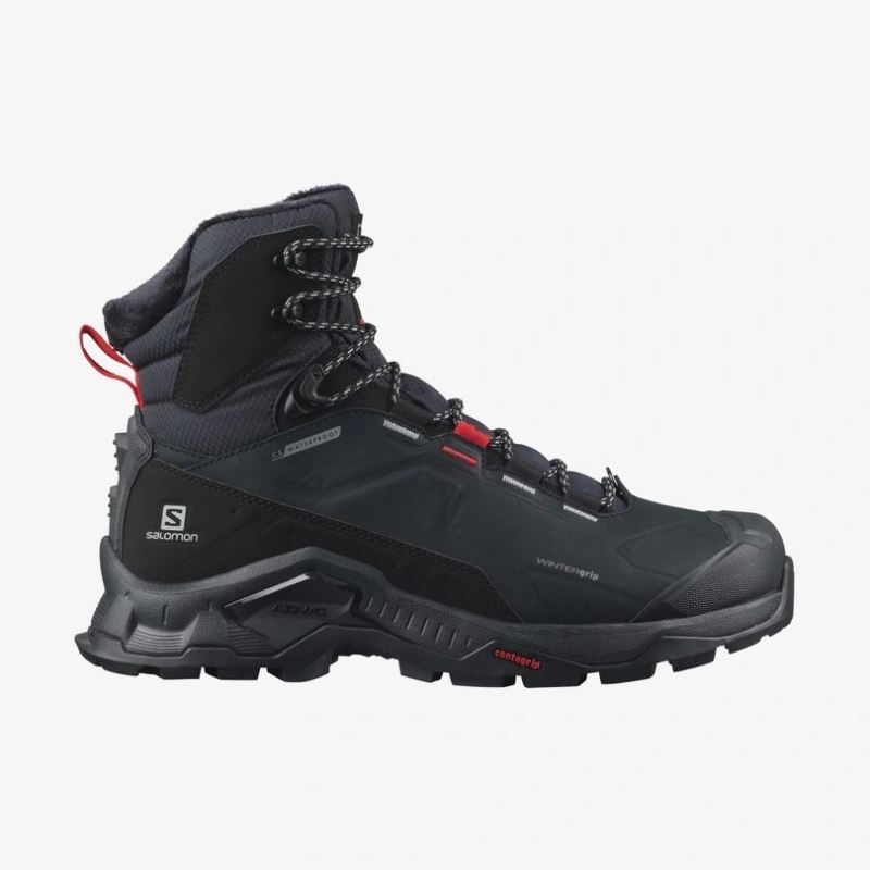 SALOMON MEN'S QUEST WINTER THINSULATE CLIMASalomon | WATERPROOF-Black / Goji Berry / Monument