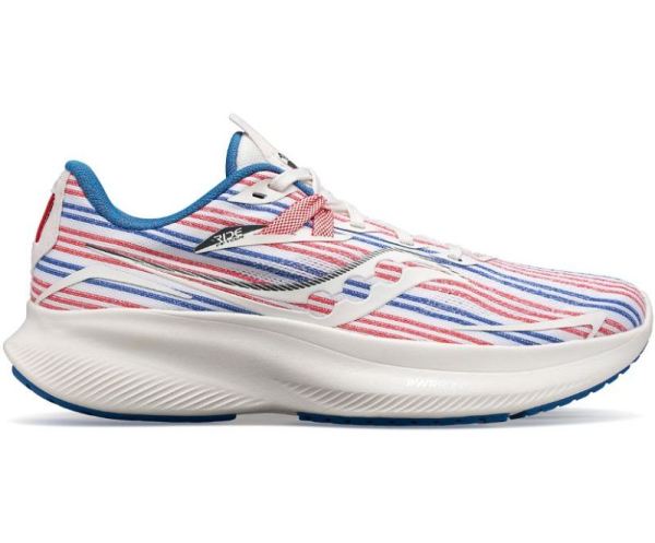 SAUCONY WOMEN'S BANNER RIDE 15-White Blue Red