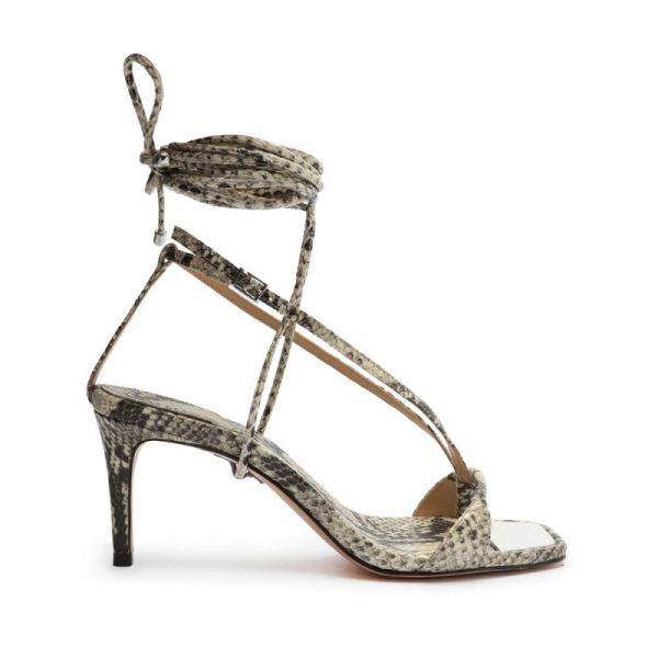 Schutz | Vikki Lo Snake-Embossed Leather Sandal-Natural Snake - Click Image to Close